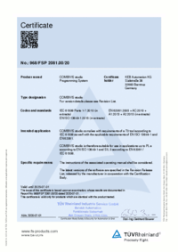 Certificate TÜV COMBIVIS studio