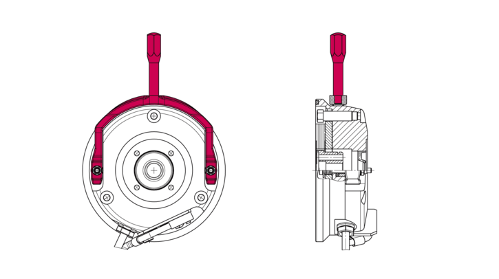 Hand release of sealed spring-applied brake COMBISTOP 28