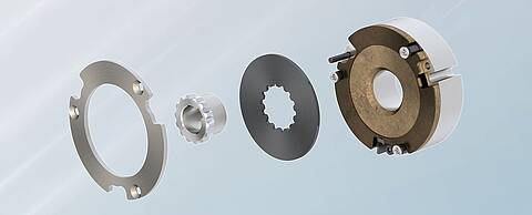 blown-up drawing of the COMBISTOP S1 by KEB Automation with the new patented friction system