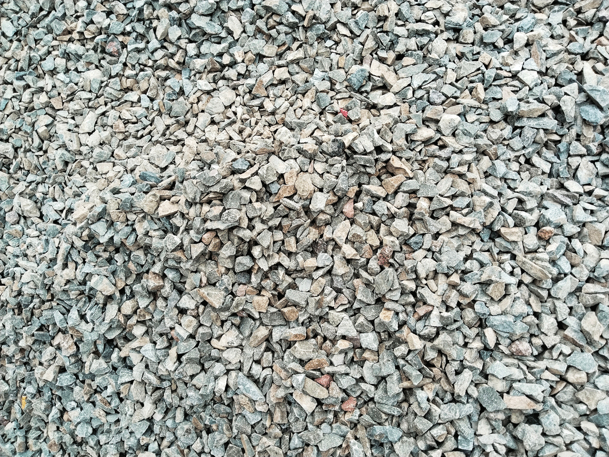 Pile of gravel after crushing