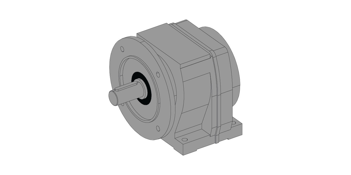 Foot-flange-mounted helical gear